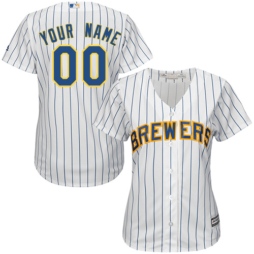 Women's Majestic Milwaukee Brewers Customized Authentic White Alternate Cool Base MLB Jersey