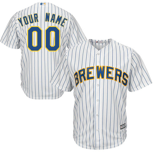 Youth Majestic Milwaukee Brewers Customized Replica White Alternate Cool Base MLB Jersey
