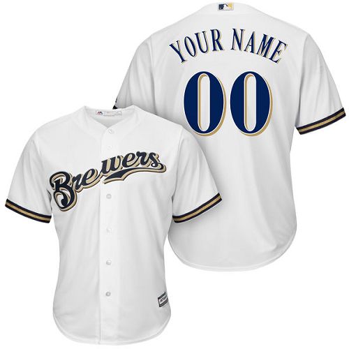 Youth Majestic Milwaukee Brewers Customized Replica White Home Cool Base MLB Jersey