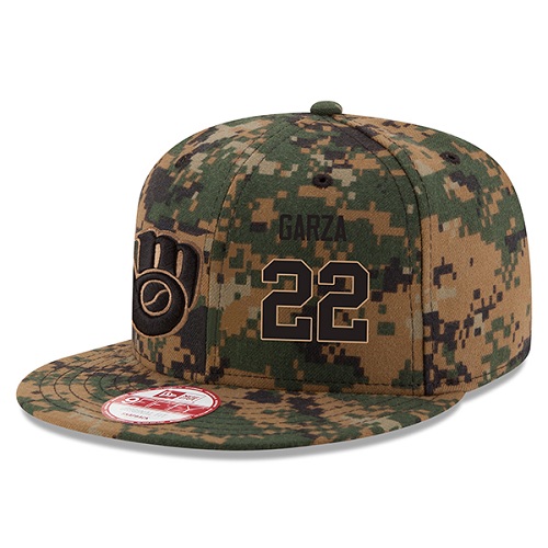 MLB Men's Milwaukee Brewers #22 Matt Garza New Era Digital Camo 2016 Memorial Day 9FIFTY Snapback Adjustable Hat