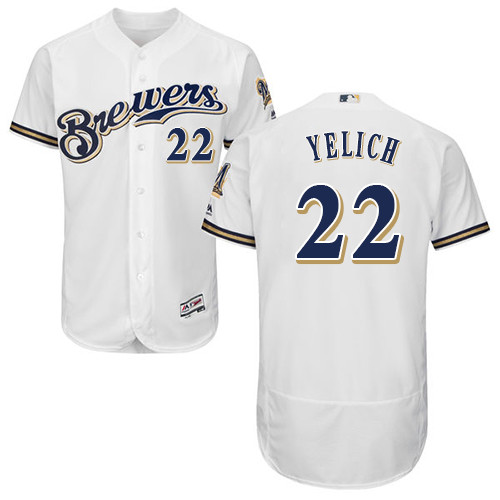 Men's Majestic Milwaukee Brewers #22 Christian Yelich White Home Flex Base Authentic Collection MLB Jersey