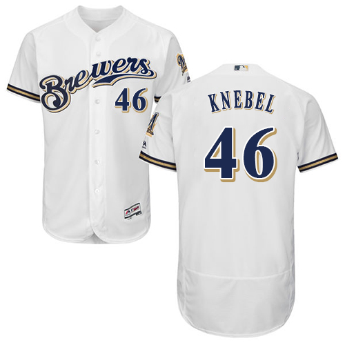 Men's Majestic Milwaukee Brewers #46 Corey Knebel White Flexbase Authentic Collection MLB Jersey