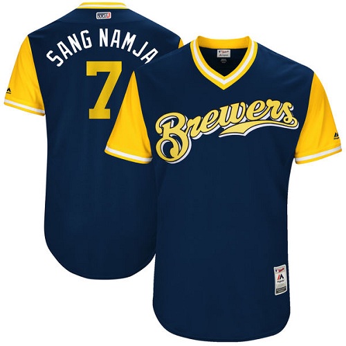 Men's Majestic Milwaukee Brewers #7 Eric Thames 