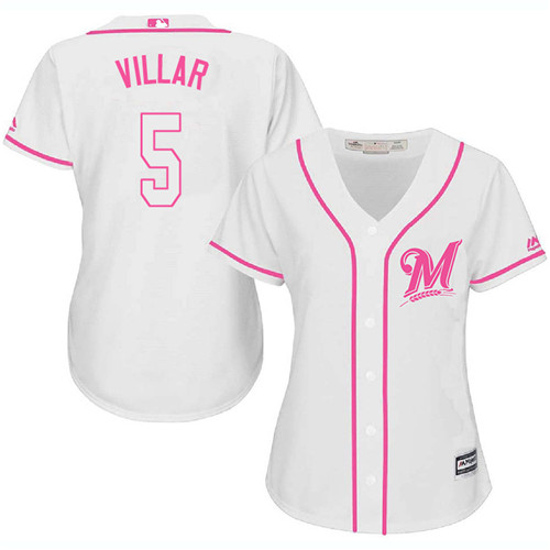 Women's Majestic Milwaukee Brewers #5 Jonathan Villar Authentic White Fashion Cool Base MLB Jersey
