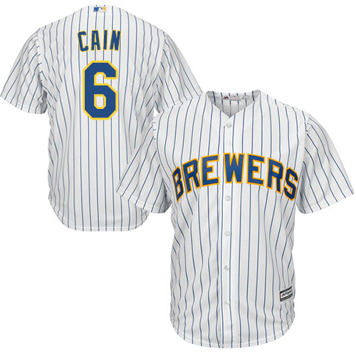 Youth Majestic Milwaukee Brewers #6 Lorenzo Cain Authentic White Home Cool Base MLB Jersey