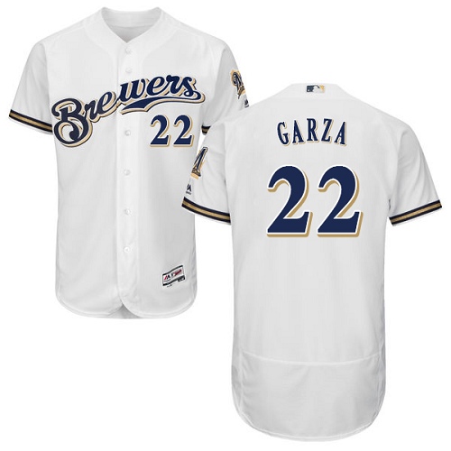 Men's Majestic Milwaukee Brewers #22 Matt Garza White Alternate Flex Base Authentic Collection MLB Jersey