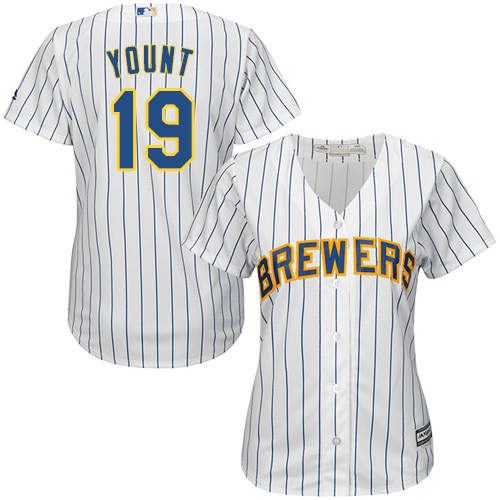 Women's Majestic Milwaukee Brewers #19 Robin Yount Authentic White Alternate Cool Base MLB Jersey