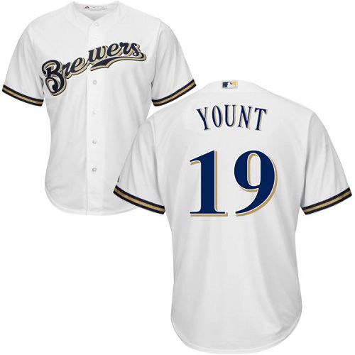 Youth Majestic Milwaukee Brewers #19 Robin Yount Replica White Home Cool Base MLB Jersey