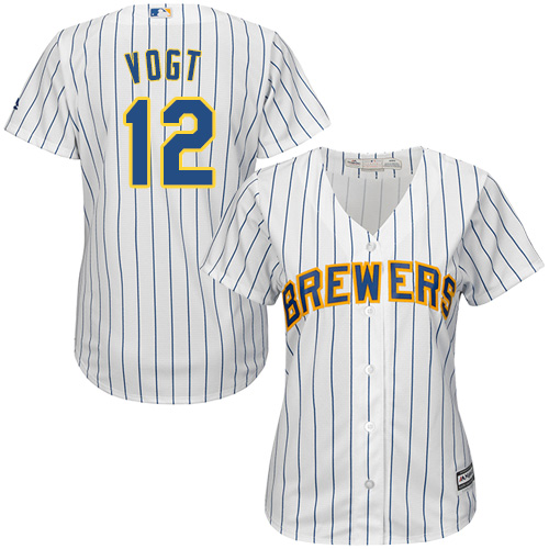 Women's Majestic Milwaukee Brewers #12 Stephen Vogt Authentic White Alternate Cool Base MLB Jersey