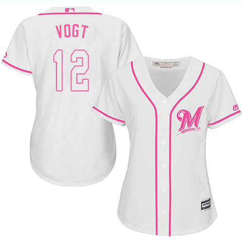Women's Majestic Milwaukee Brewers #12 Stephen Vogt Authentic White Fashion Cool Base MLB Jersey