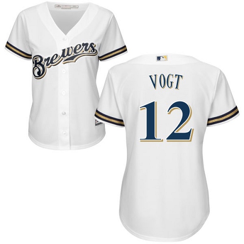 Women's Majestic Milwaukee Brewers #12 Stephen Vogt Authentic White Home Cool Base MLB Jersey