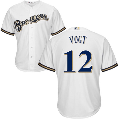 Youth Majestic Milwaukee Brewers #12 Stephen Vogt Authentic White Home Cool Base MLB Jersey
