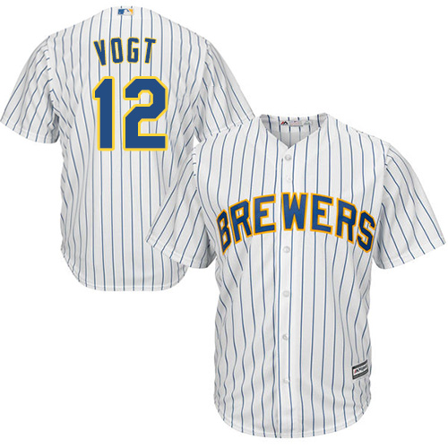 Youth Majestic Milwaukee Brewers #12 Stephen Vogt Replica White Alternate Cool Base MLB Jersey