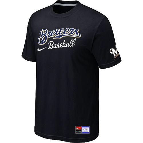 MLB Men's Milwaukee Brewers Nike Practice T-Shirt - Black