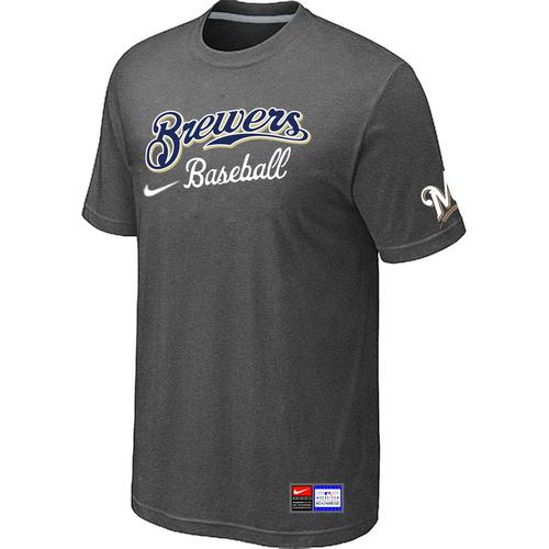 MLB Men's Milwaukee Brewers Nike Practice T-Shirt - Dark Grey