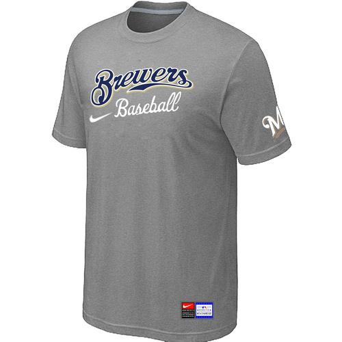 MLB Men's Milwaukee Brewers Nike Practice T-Shirt - Grey