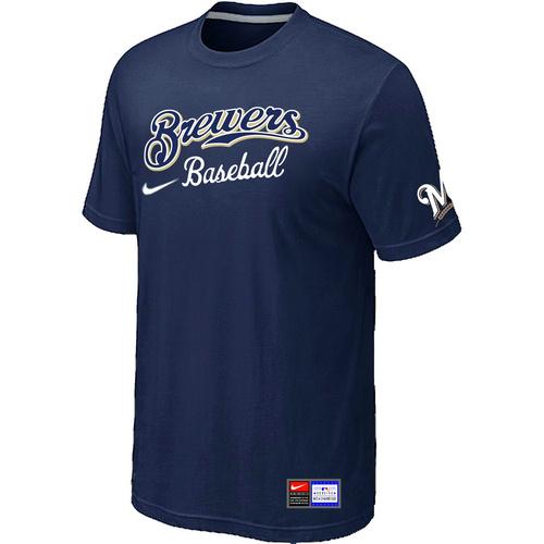 MLB Men's Milwaukee Brewers Nike Practice T-Shirt - Navy