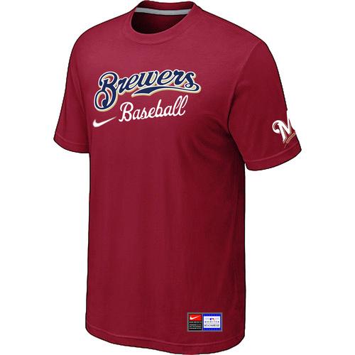 MLB Men's Milwaukee Brewers Nike Practice T-Shirt - Red