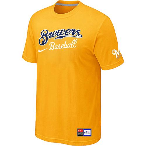 MLB Men's Milwaukee Brewers Nike Practice T-Shirt - Yellow