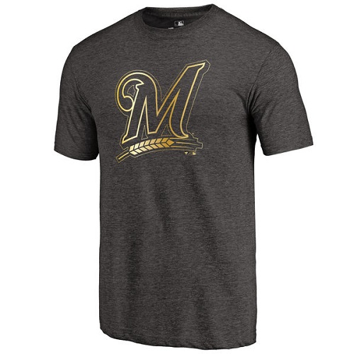 MLB Milwaukee Brewers Fanatics Apparel Gold Collection Tri-Blend T-Shirt - Black