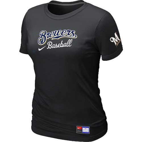 MLB Women's Milwaukee Brewers Nike Practice T-Shirt - Black