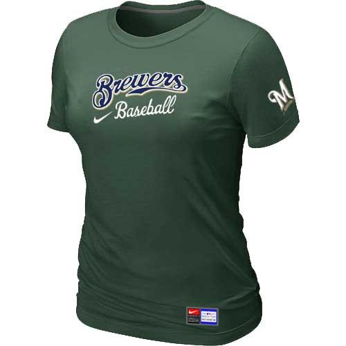 MLB Women's Milwaukee Brewers Nike Practice T-Shirt - Dark Green