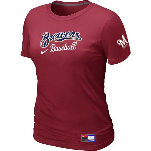 MLB Women's Milwaukee Brewers Nike Practice T-Shirt - Red